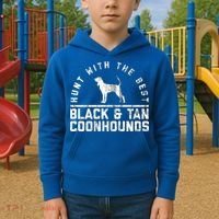 Hunt With The Best ~ Black And Tan Coonhound Gift Distressed Great Gift Kids Hoodie thumb 2