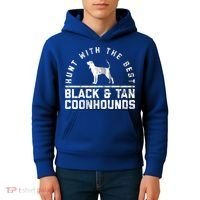 Hunt With The Best ~ Black And Tan Coonhound Gift Distressed Great Gift Kids Hoodie thumb 4