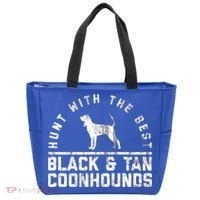 Hunt With The Best ~ Black And Tan Coonhound Gift Distressed Great Gift Tote Bag thumb 0