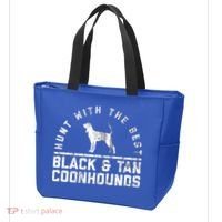 Hunt With The Best ~ Black And Tan Coonhound Gift Distressed Great Gift Tote Bag thumb 3