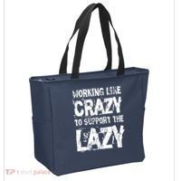 Hard Worker Working Like Crazy To Support The Lazy Tote Bag thumb 2