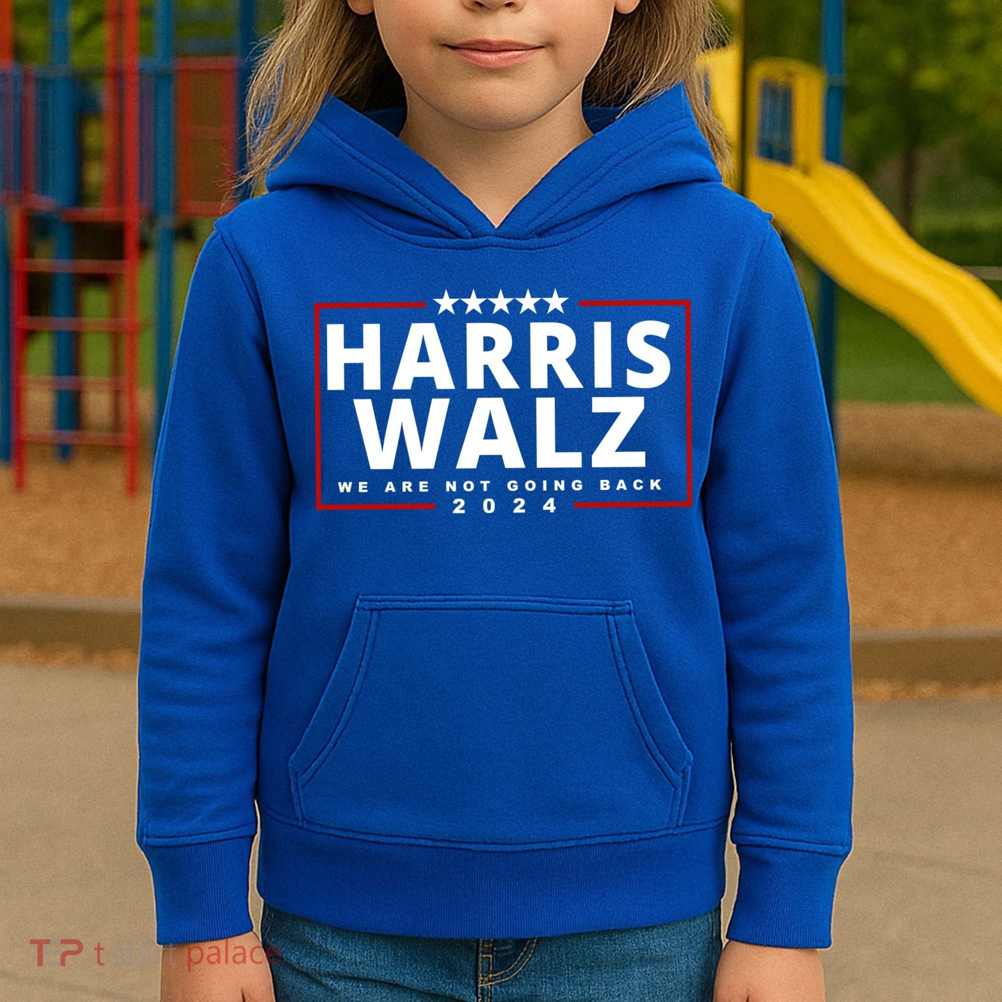 Harris Walz We Are Not Going Back 2024 Election Kids Hoodie