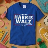 Harris Walz We Are Not Going Back 2024 Election Kids T-Shirt thumb 3