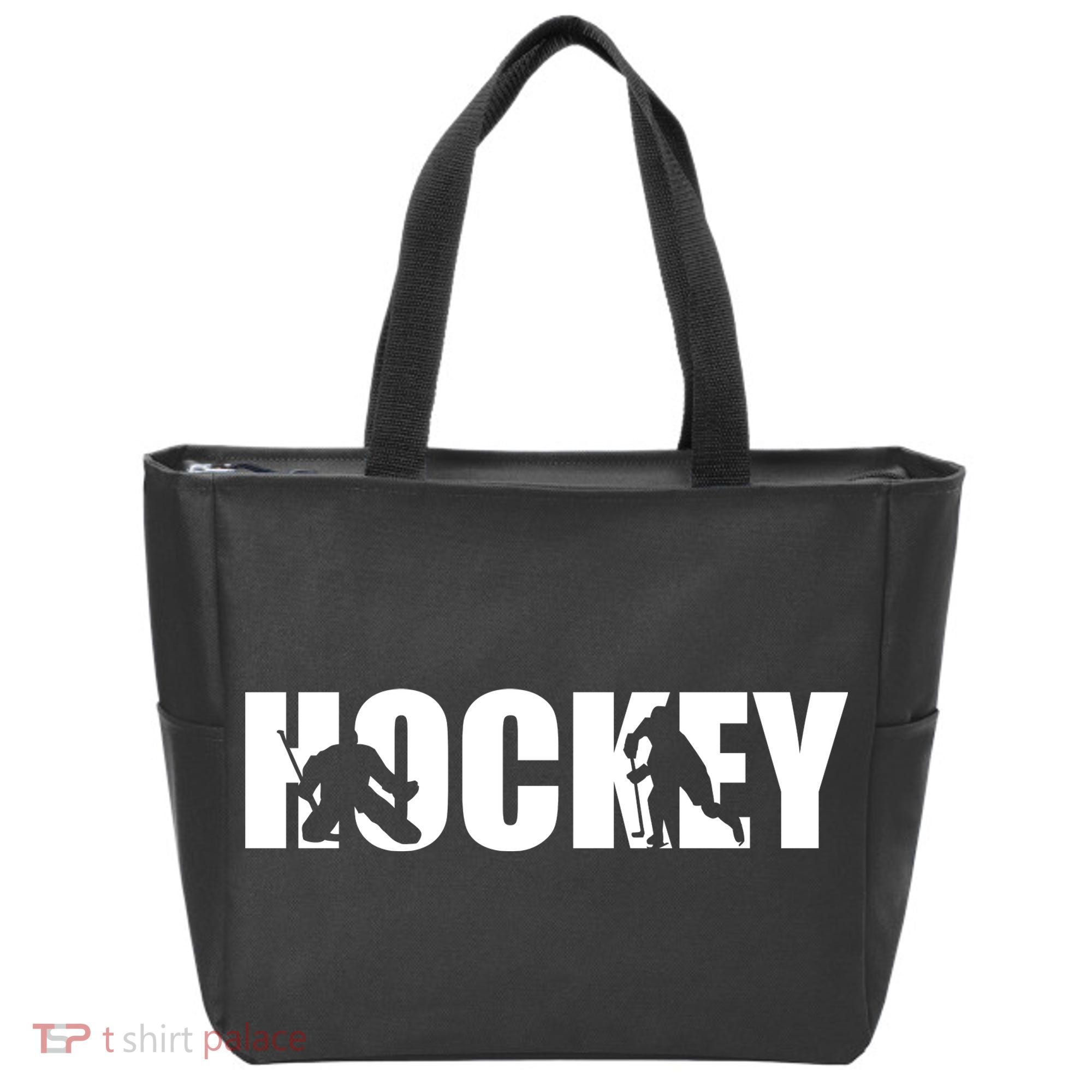 Hockey Word With Cut Out Silhouettes Tote Bag