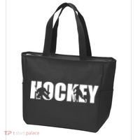 Hockey Word With Cut Out Silhouettes Tote Bag thumb 3