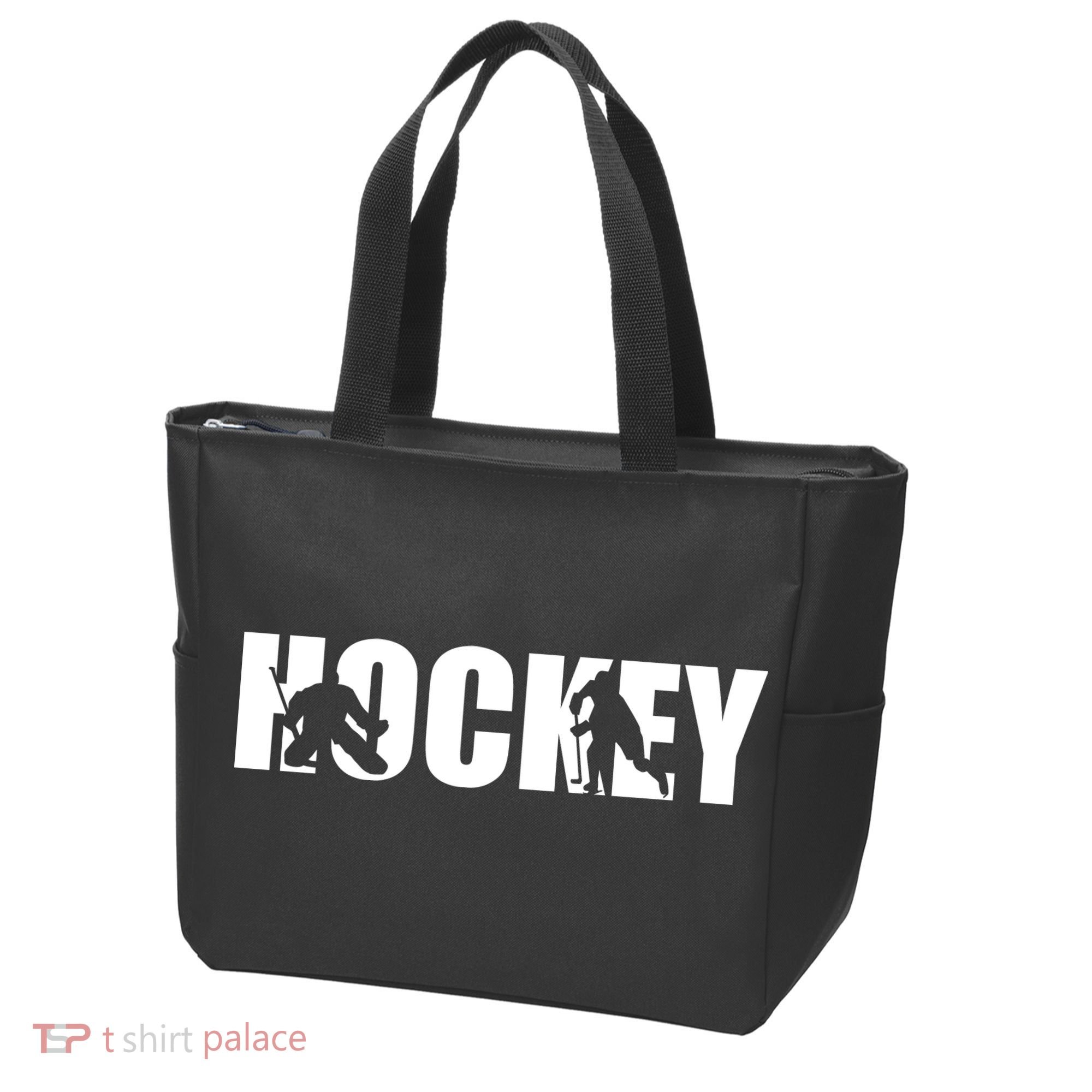 Hockey Word With Cut Out Silhouettes Tote Bag