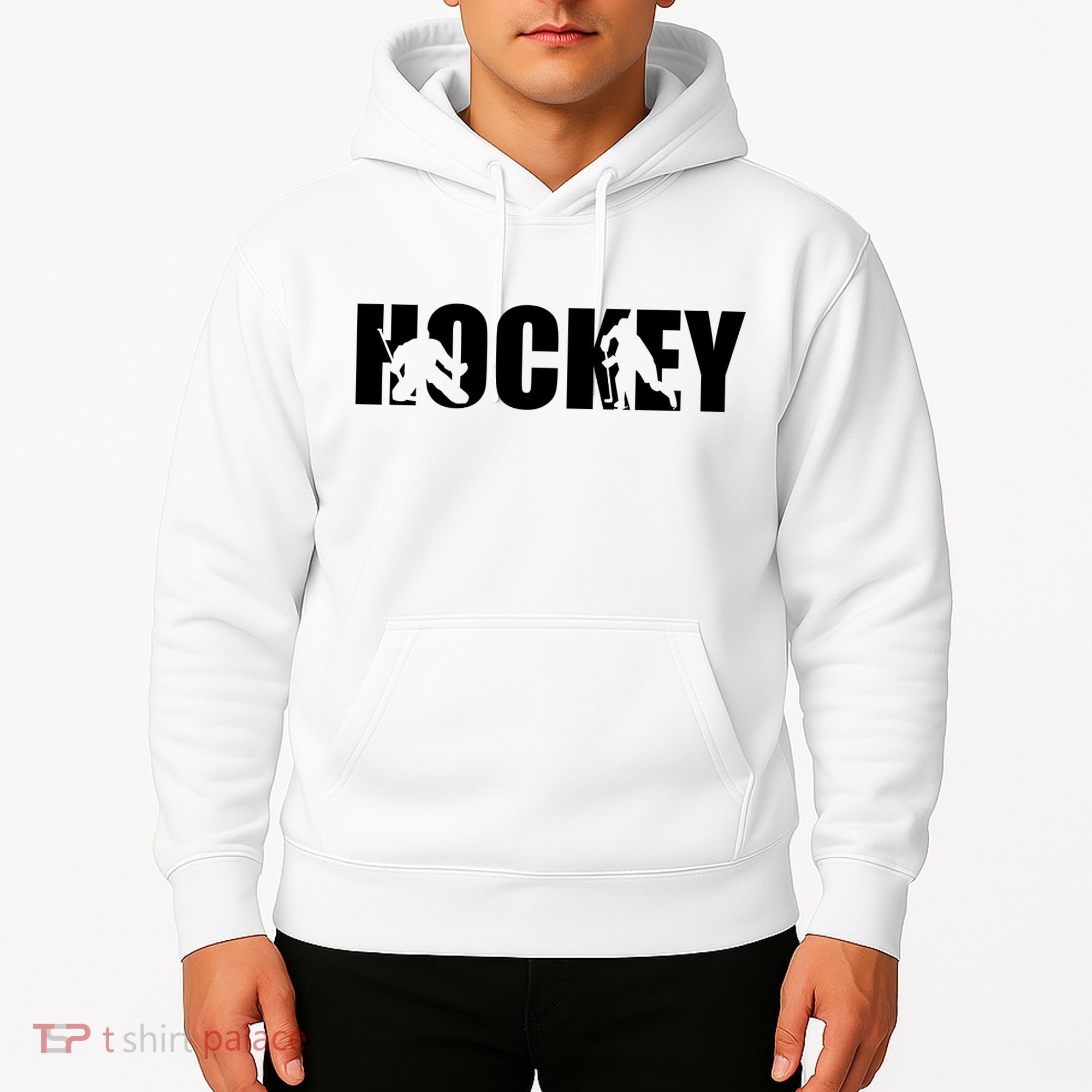 Hockey Word With Cut Out Silhouettes Hoodie