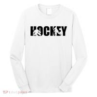 Hockey Word With Cut Out Silhouettes Long Sleeve Shirt thumb 0