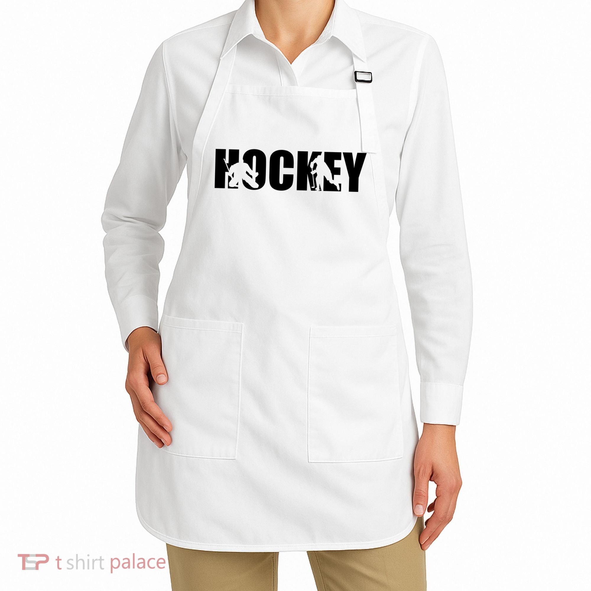Hockey Word With Cut Out Silhouettes Apron
