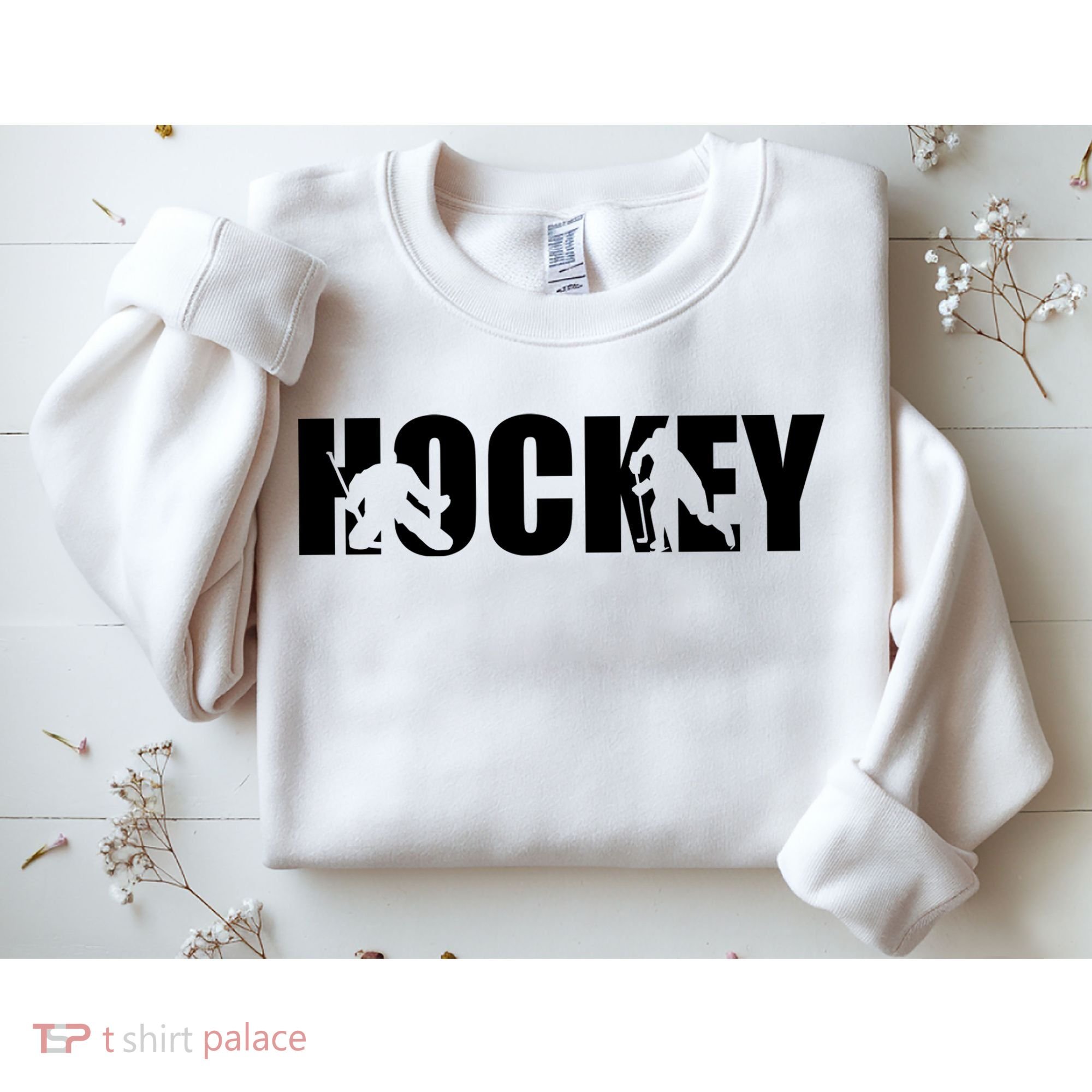 Hockey Word With Cut Out Silhouettes Sweatshirt