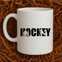 Hockey Word With Cut Out Silhouettes Coffee Mug thumb 2