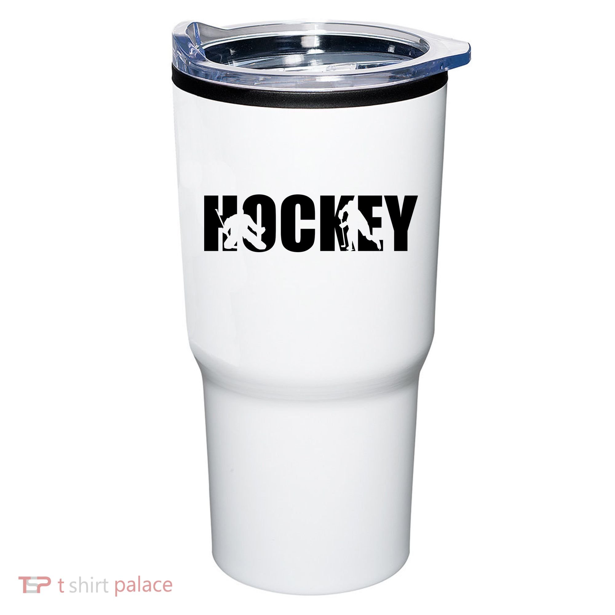 Hockey Word With Cut Out Silhouettes Tumbler