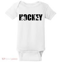 Hockey Word With Cut Out Silhouettes Baby Bodysuit thumb 0
