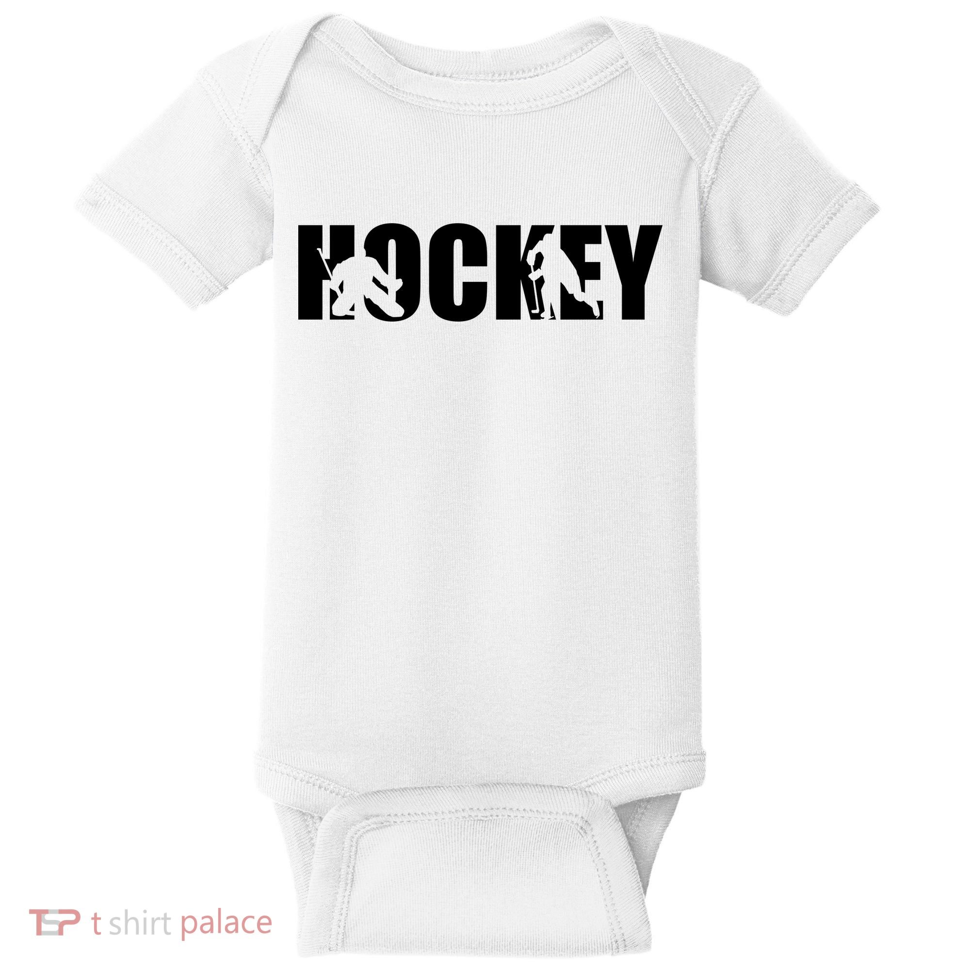 Hockey Word With Cut Out Silhouettes Baby Bodysuit