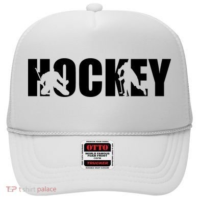 Hockey Word With Cut Out Silhouettes Hat