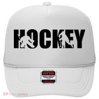 Hockey Word With Cut Out Silhouettes Hat thumb 0
