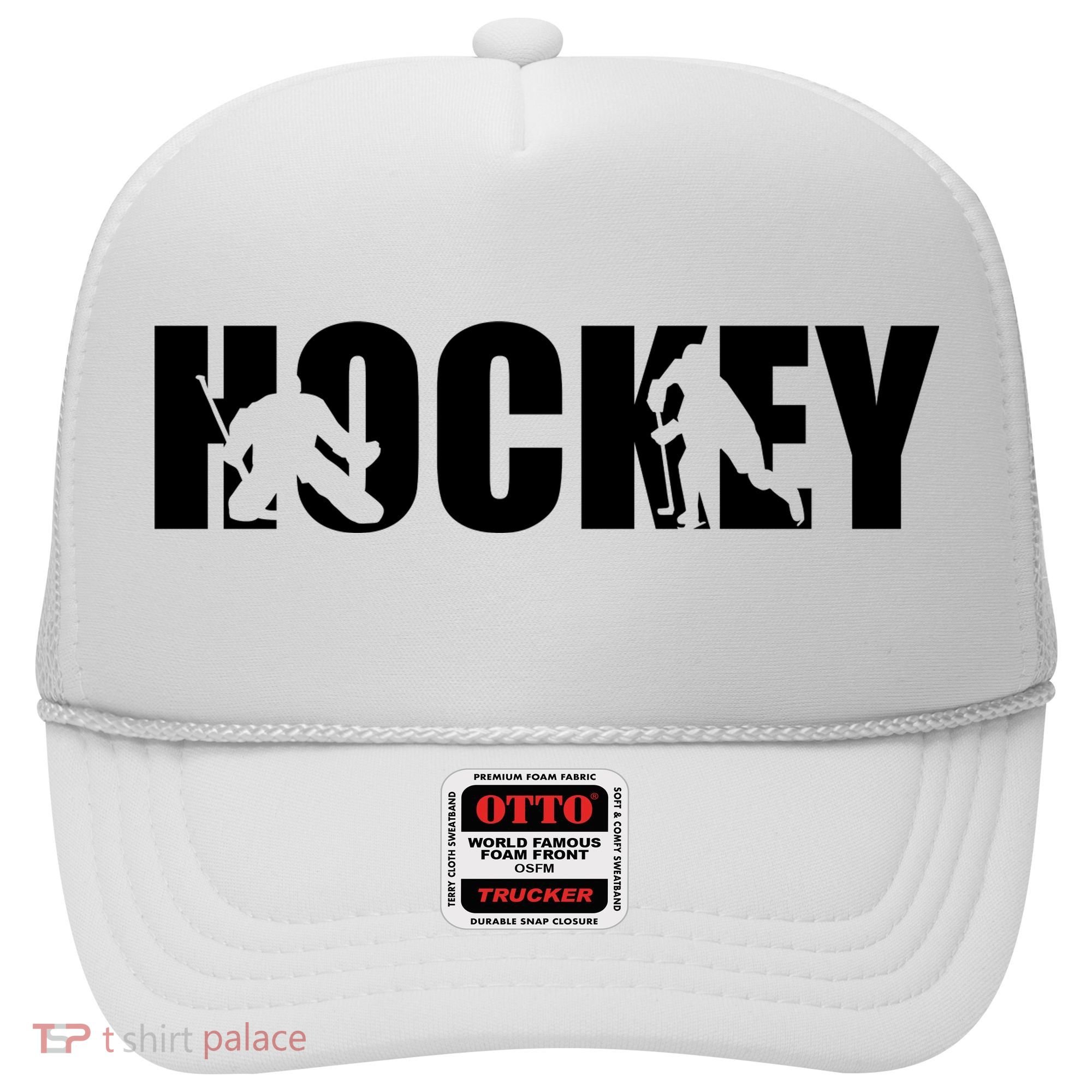 Hockey Word With Cut Out Silhouettes Hat