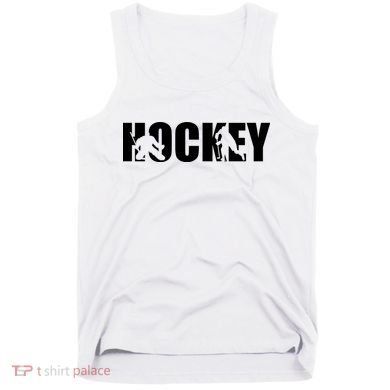 Hockey Word With Cut Out Silhouettes Tank Top