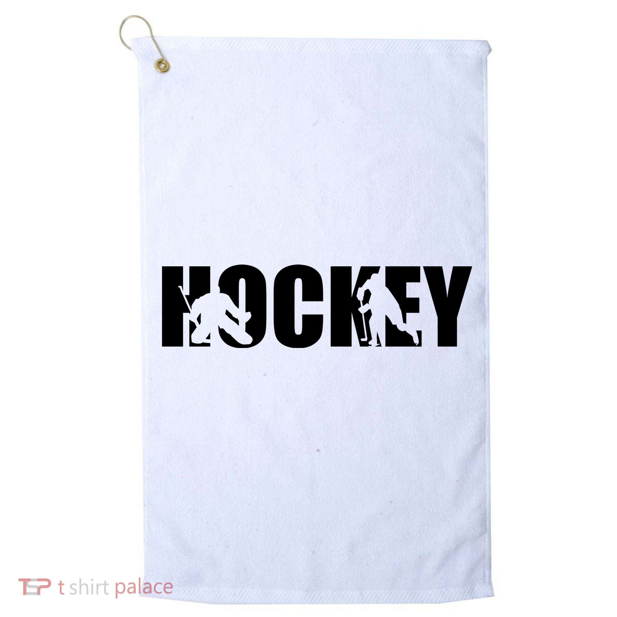 Hockey Word With Cut Out Silhouettes Golf Towel