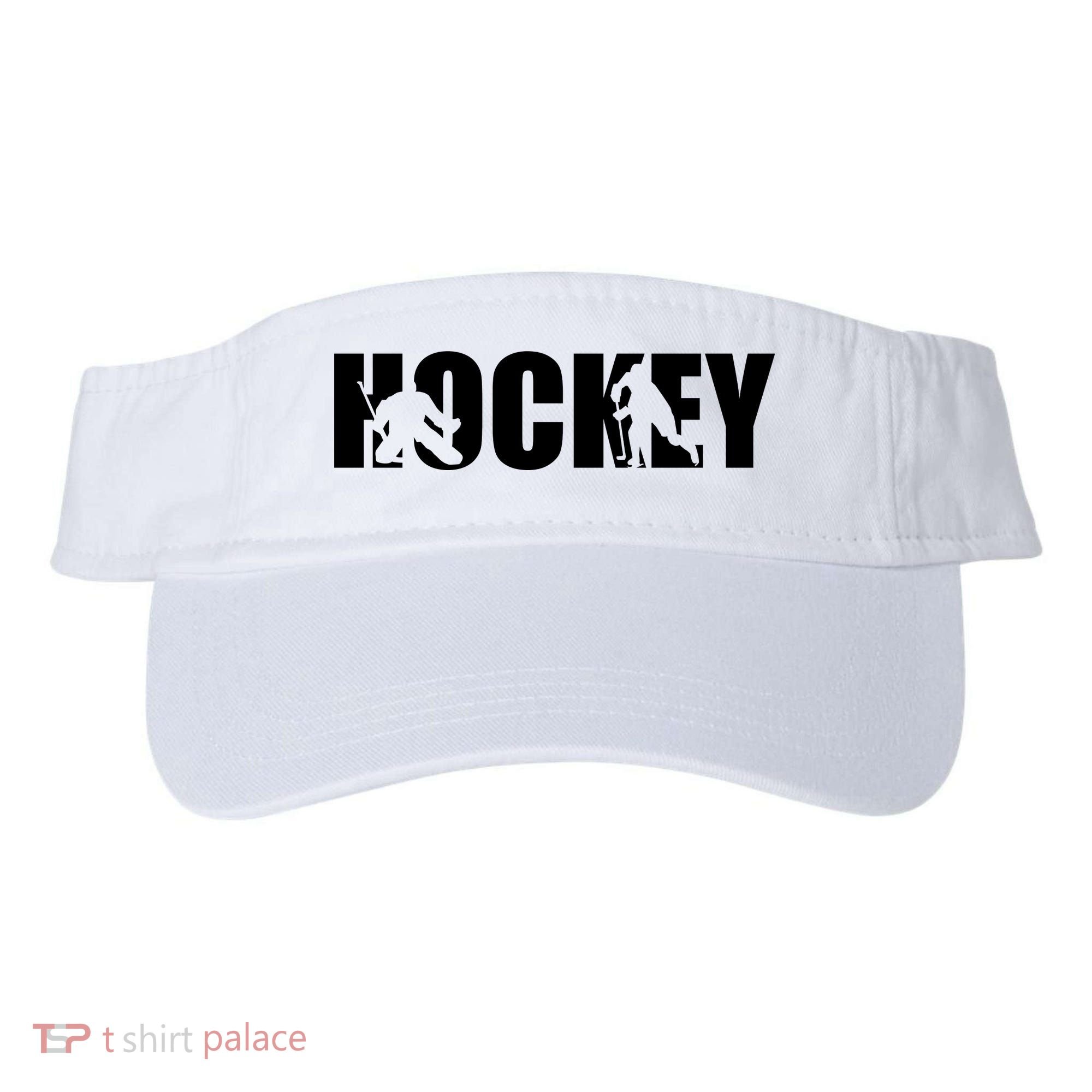 Hockey Word With Cut Out Silhouettes Visor