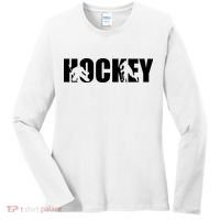 Hockey Word With Cut Out Silhouettes Women's Long Sleeve Shirt thumb 0