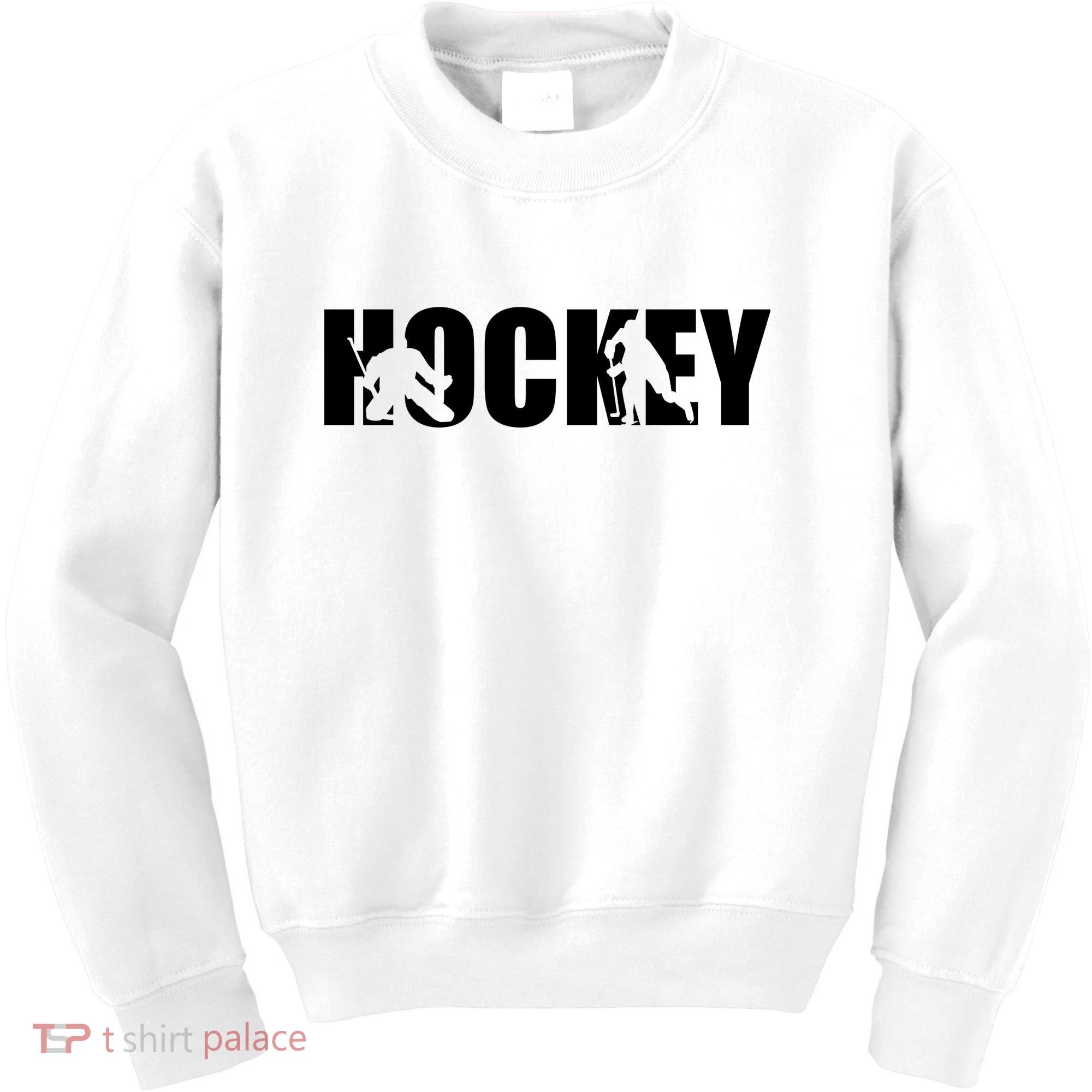 Hockey Word With Cut Out Silhouettes Kids Sweatshirt