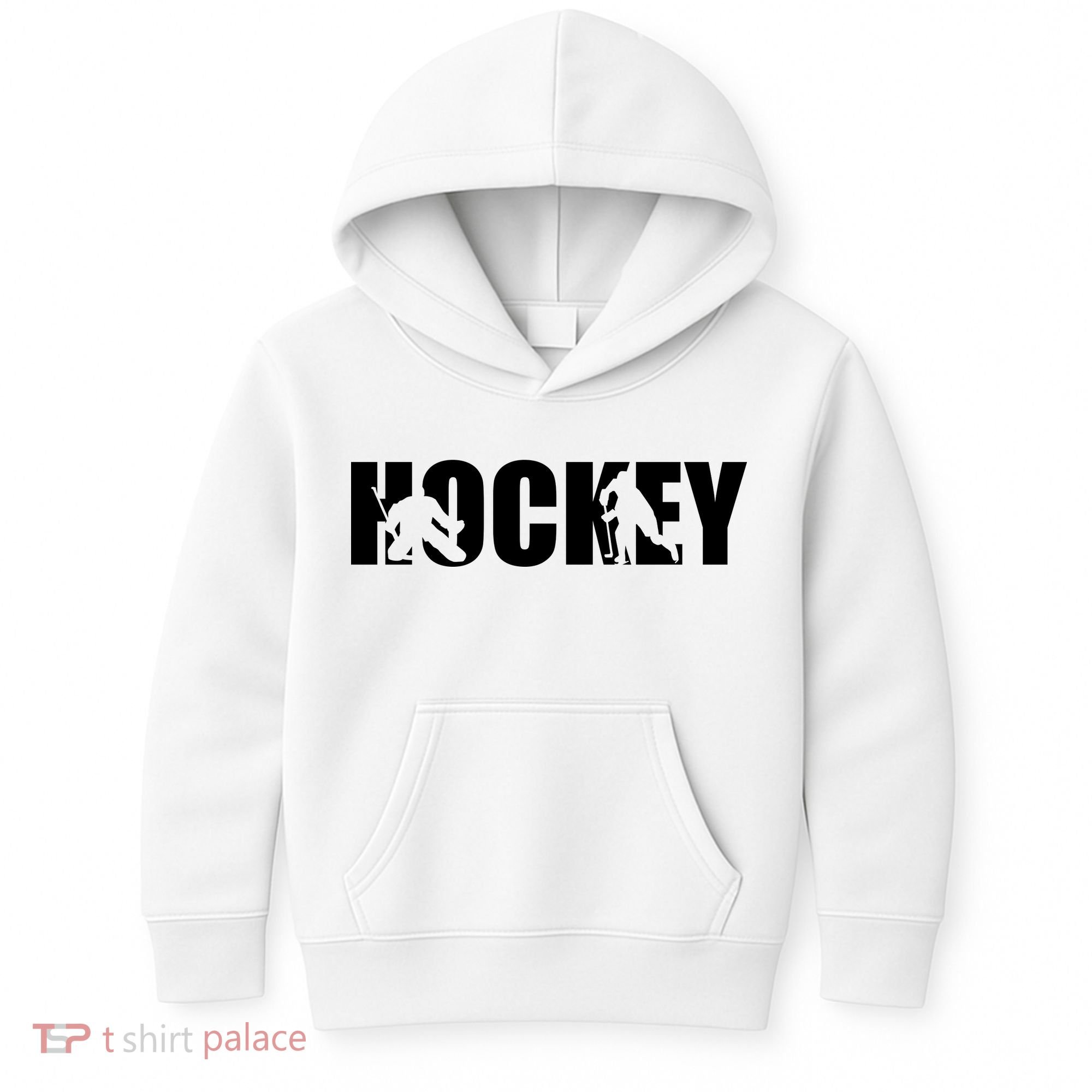 Hockey Word With Cut Out Silhouettes Kids Hoodie