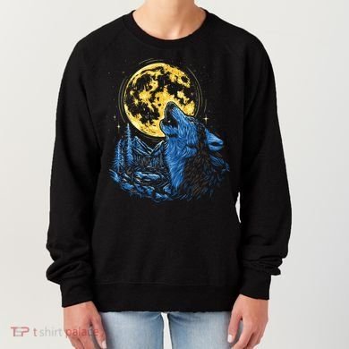 Howling Wolf Yellow Moon Women's Sweatshirt