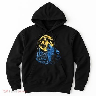 Howling Wolf Yellow Moon Hoodie