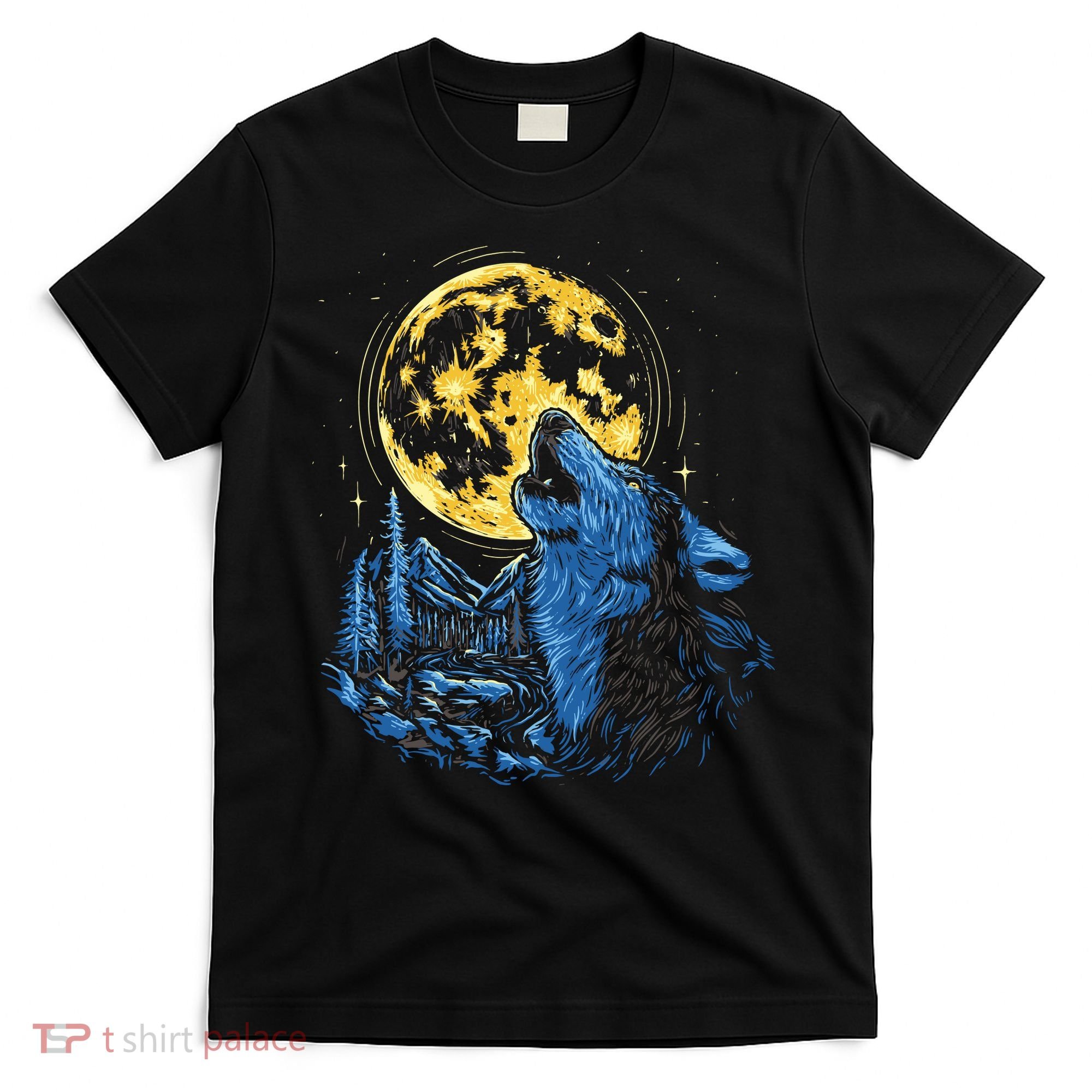 Howling Wolf Yellow Moon T-Shirt