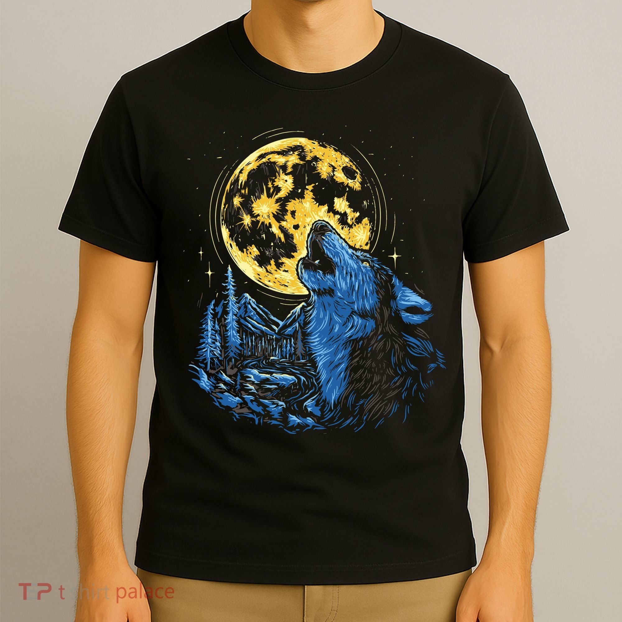 Howling Wolf Yellow Moon T-Shirt