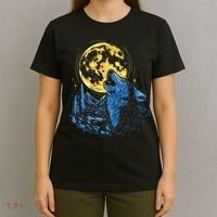 Howling Wolf Yellow Moon T-Shirt thumb 4