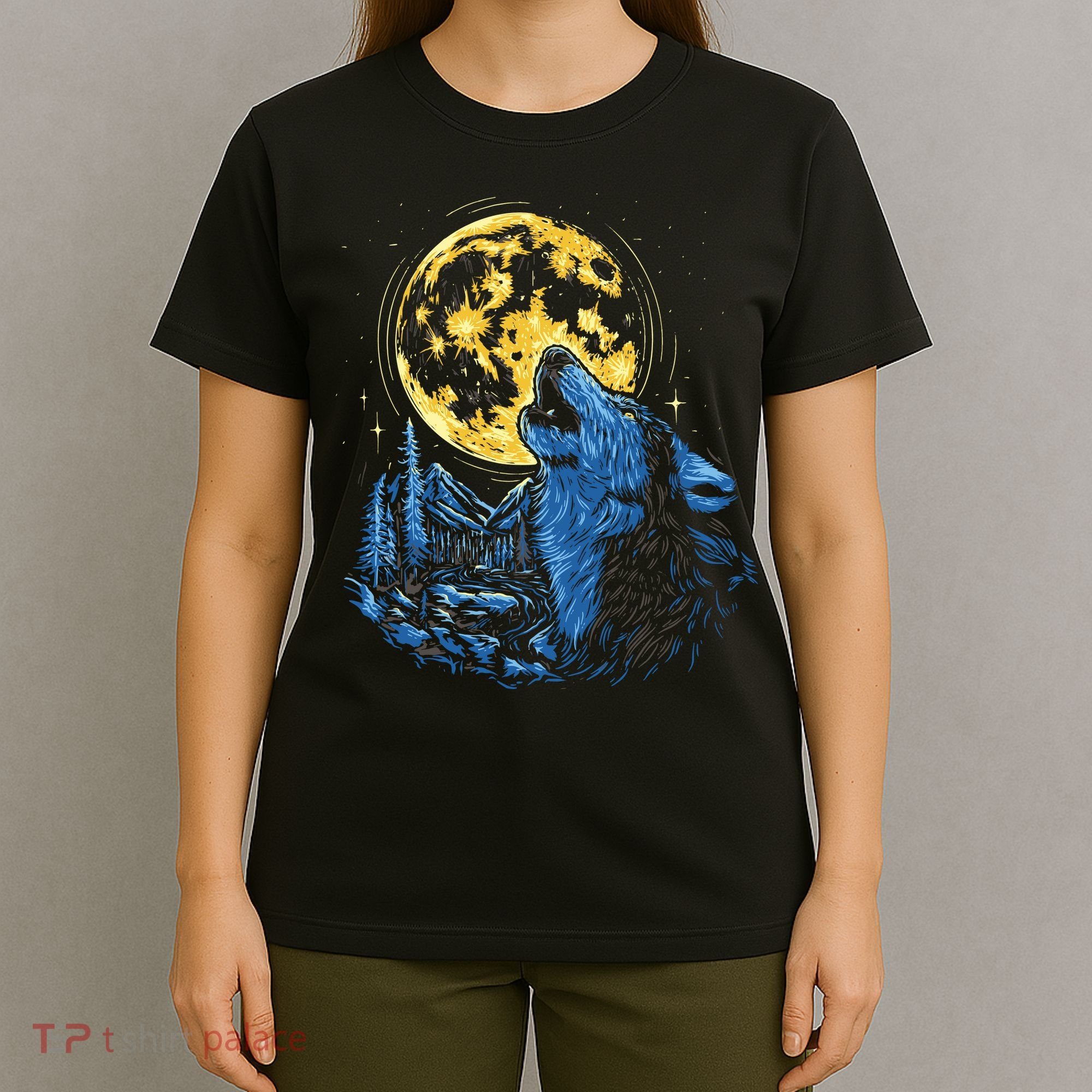 Howling Wolf Yellow Moon T-Shirt