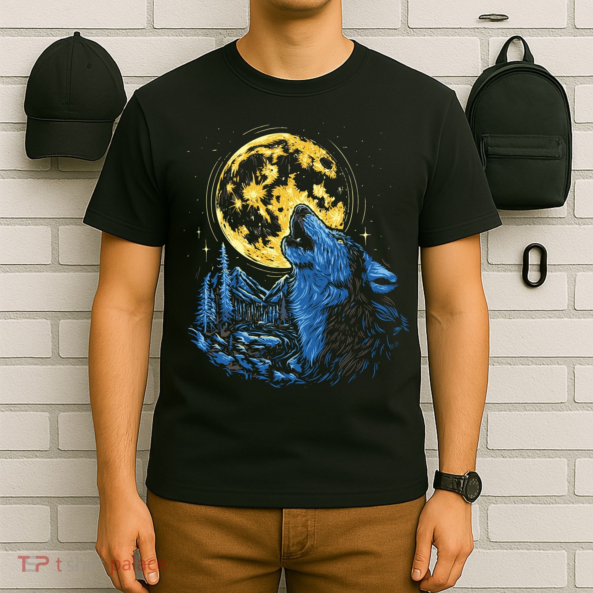 Howling Wolf Yellow Moon T-Shirt