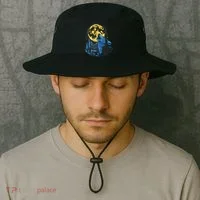 Howling Wolf Yellow Moon Bucket Hat thumb 2