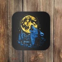 Howling Wolf Yellow Moon Coaster thumb 0
