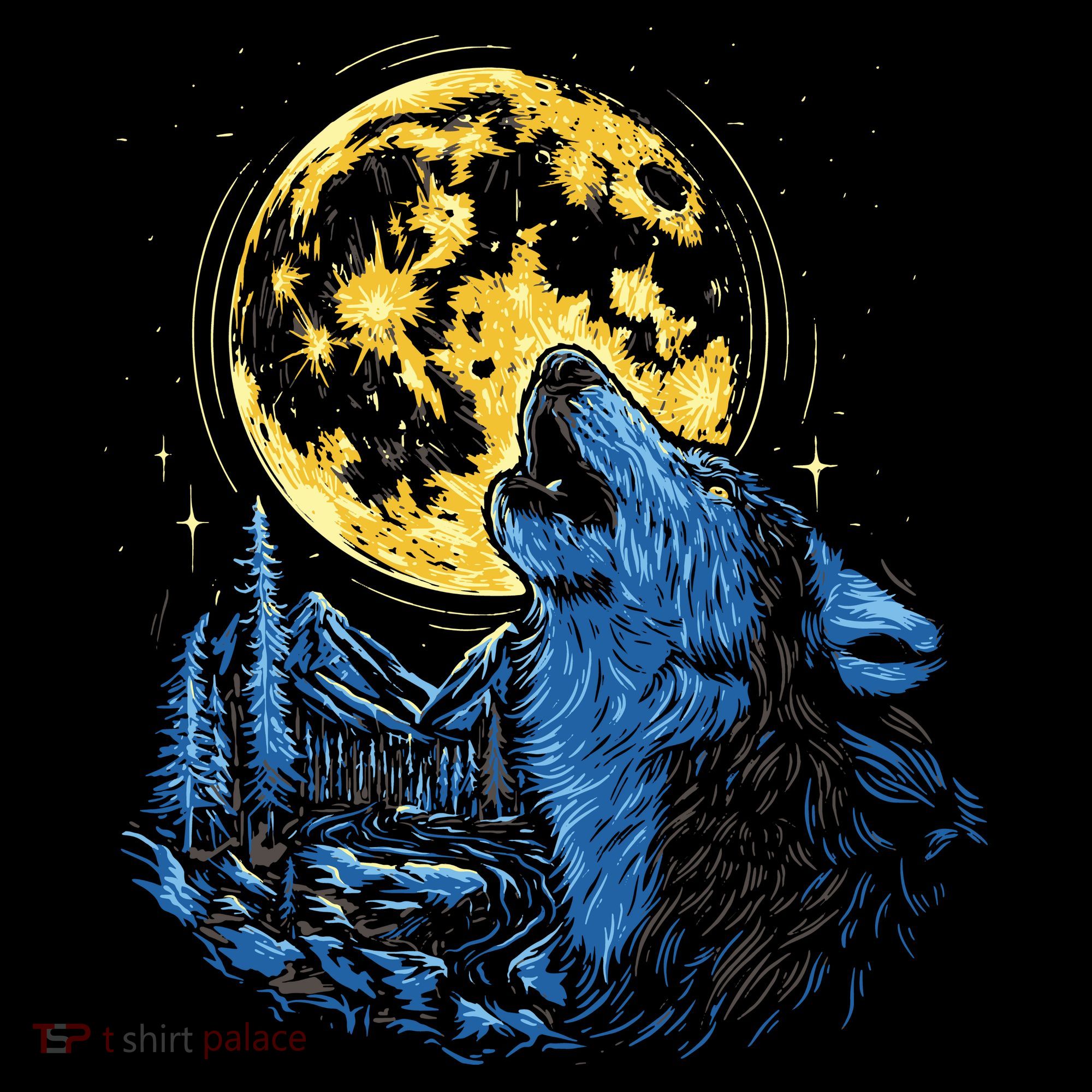 Howling Wolf Yellow Moon Women's Hoodie