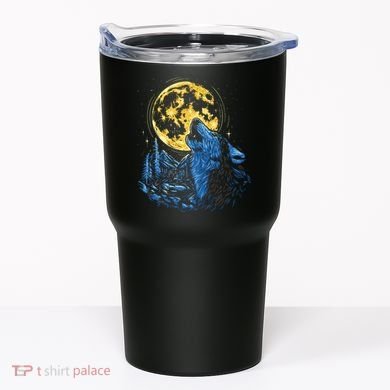 Howling Wolf Yellow Moon Tumbler