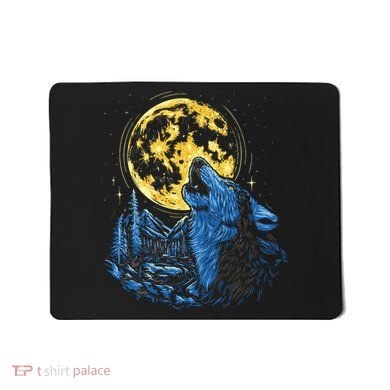 Howling Wolf Yellow Moon Mousepad