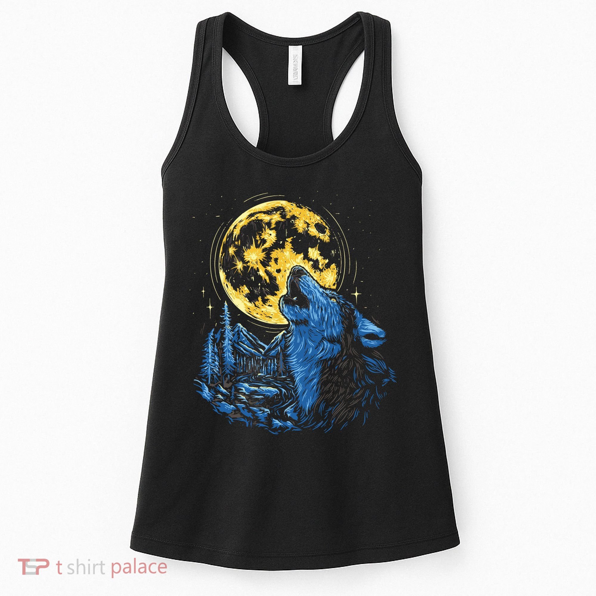 Howling Wolf Yellow Moon Women's Tank Top