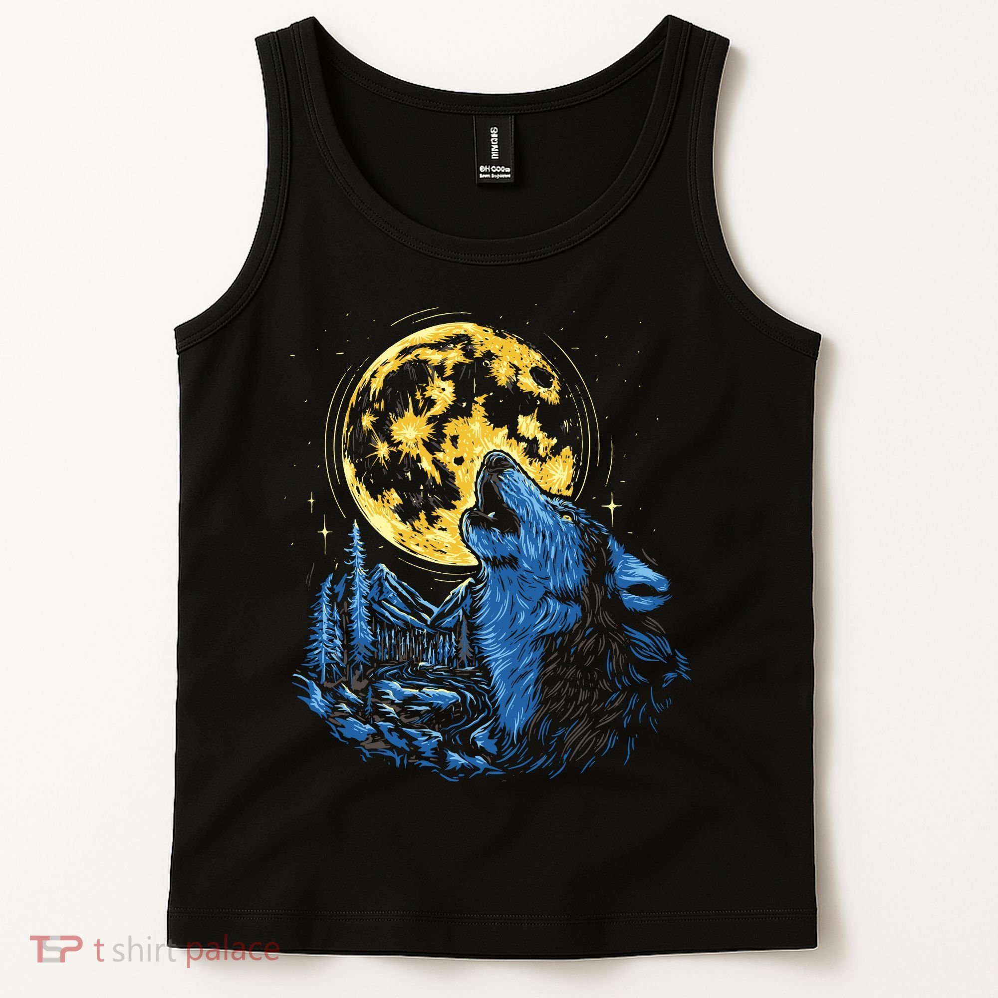 Howling Wolf Yellow Moon Tank Top