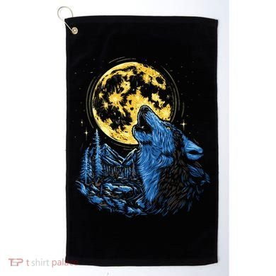 Howling Wolf Yellow Moon Golf Towel