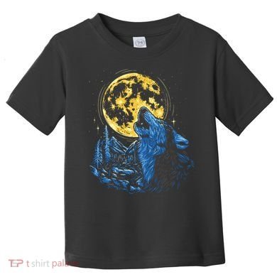 Howling Wolf Yellow Moon Toddler T-Shirt