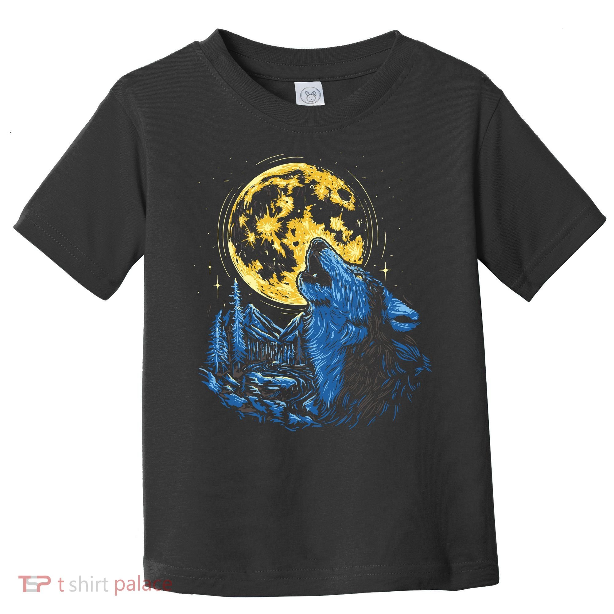 Howling Wolf Yellow Moon Toddler T-Shirt