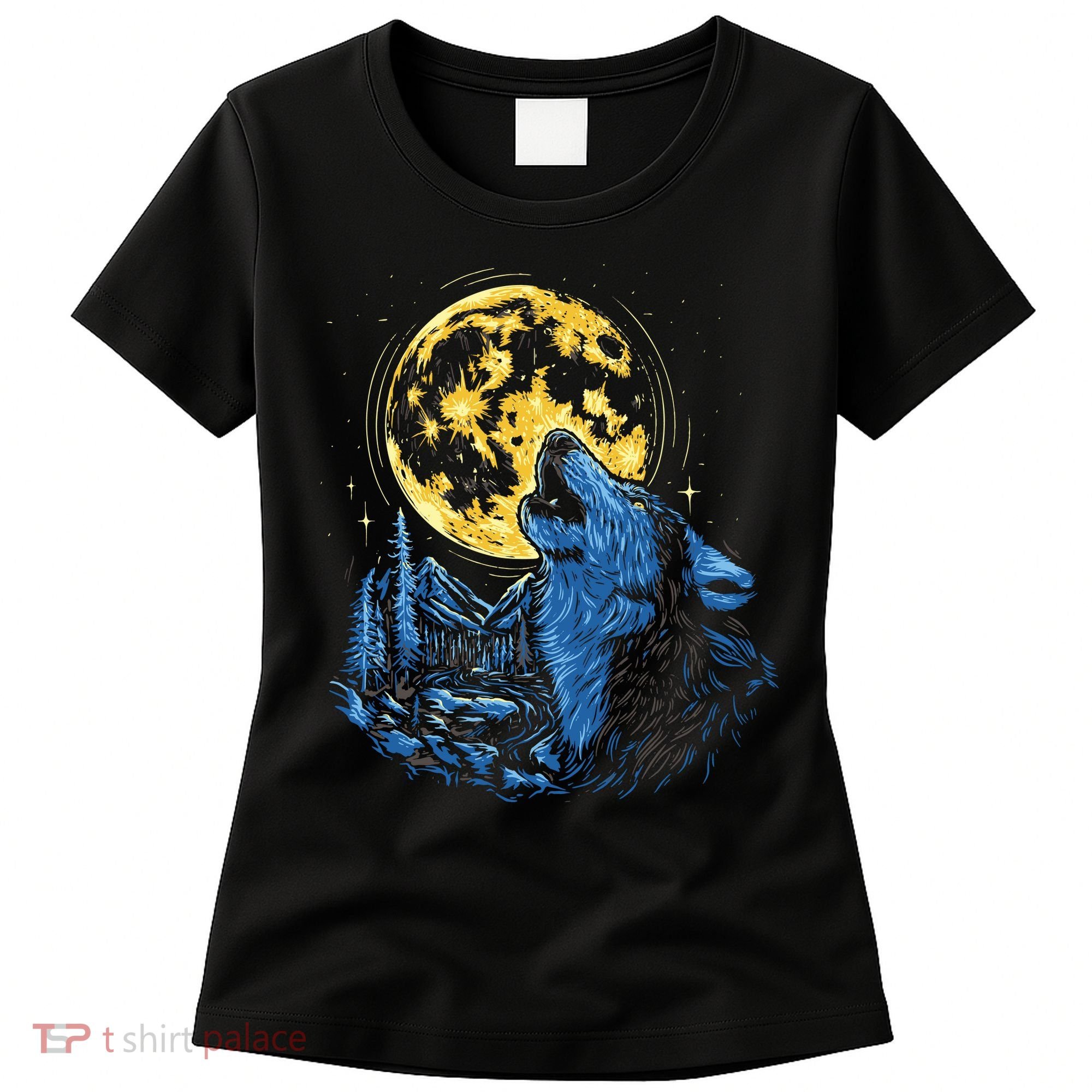 Howling Wolf Yellow Moon Women's T-Shirt
