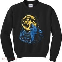 Howling Wolf Yellow Moon Kids Sweatshirt thumb 0