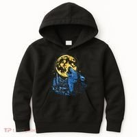 Howling Wolf Yellow Moon Kids Hoodie thumb 0