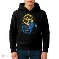 Howling Wolf Yellow Moon Kids Hoodie thumb 4