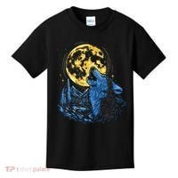 Howling Wolf Yellow Moon Kids T-Shirt thumb 0