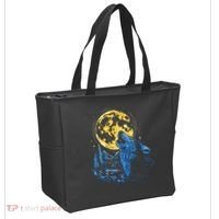 Howling Wolf Yellow Moon Tote Bag thumb 2